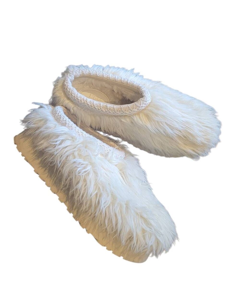 UGG Slippers Women's 8 Ivory Fluff Momma Sugar Tasman Platform Cozy Statement